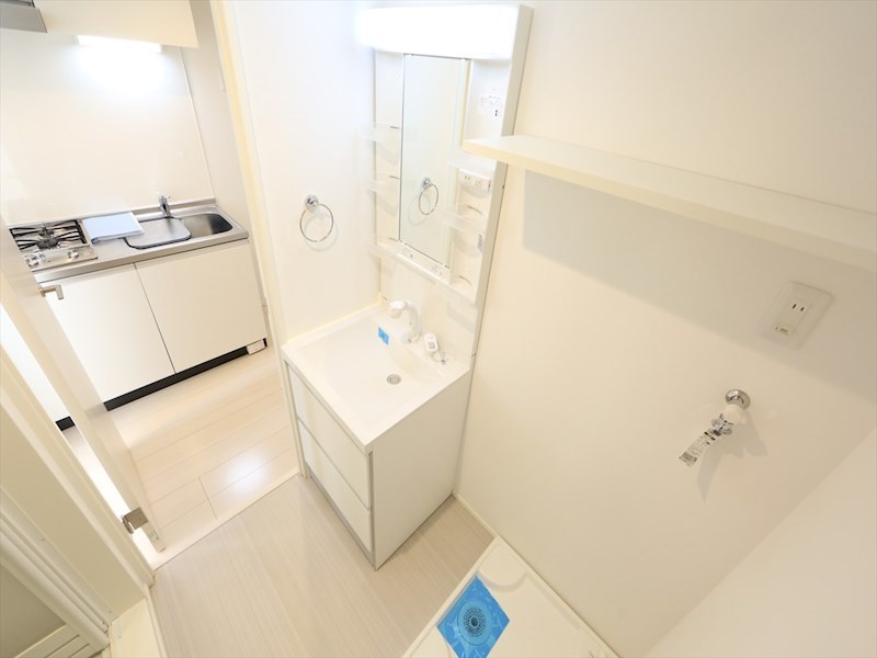 洗面設備　脱衣所　独立洗面台（シャンプードレッサー付）収納スペース有