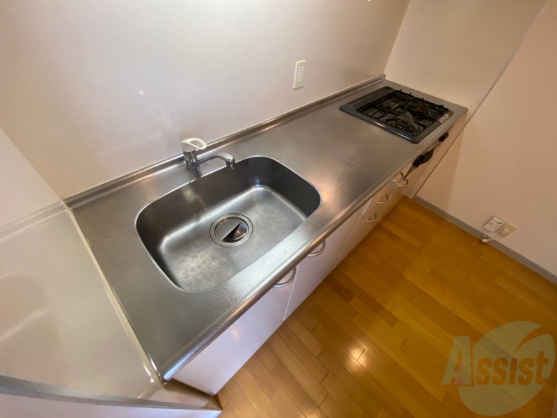 キッチン　キッチンはシックなデザインでした。洗い場も大きい。