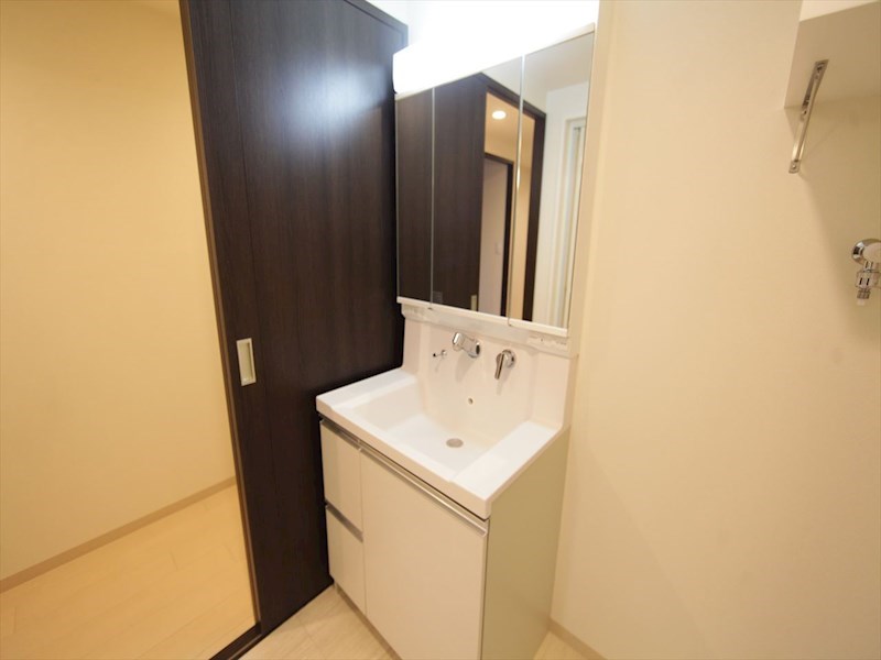 洗面設備　脱衣所　独立洗面台（シャンプードレッサー付）収納スペース有