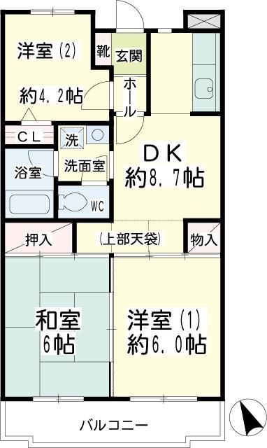 ＪＲ京浜東北線 鶴見駅 バス乗車時間：16分 最寄りバス停で下車 徒歩2分 3階建 築36年の間取り写真