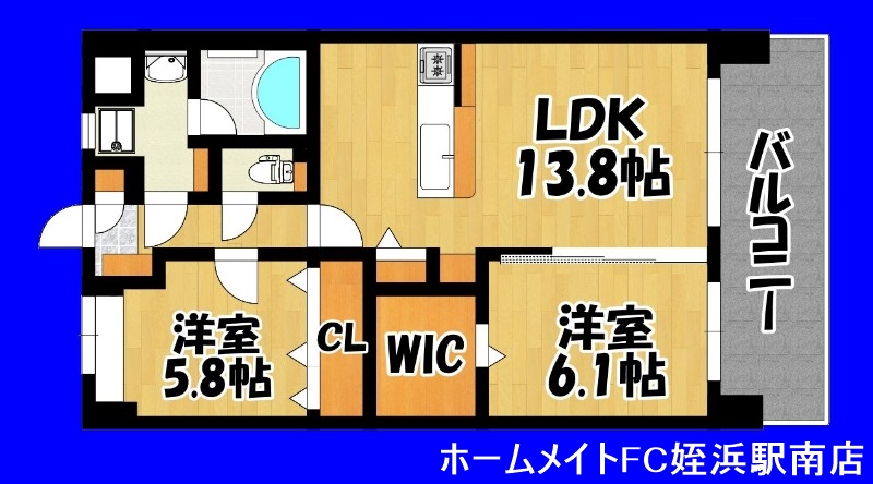 ＪＲ筑肥線 九大学研都市駅 徒歩5分 5階建 築16年の間取り写真