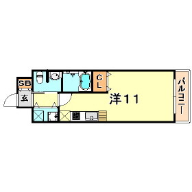 阪神本線 神戸三宮駅 徒歩9分 15階建 築20年の間取り写真