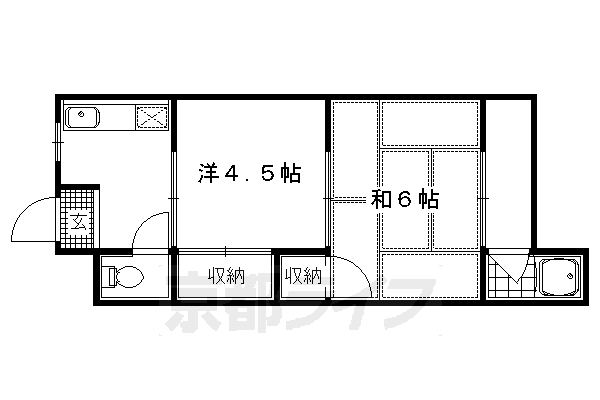 京都市右京区嵯峨野西ノ藤町のマンションの間取り