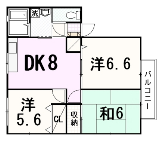 広島市東区矢賀のアパートの間取り