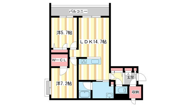 橿原市新賀町のアパートの間取り