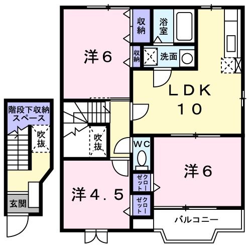 奈良県香芝市磯壁４（アパート）の賃貸物件の間取り