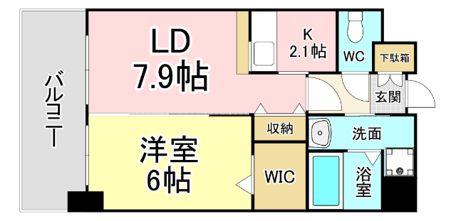 【北九州市小倉北区京町のマンションの間取り】