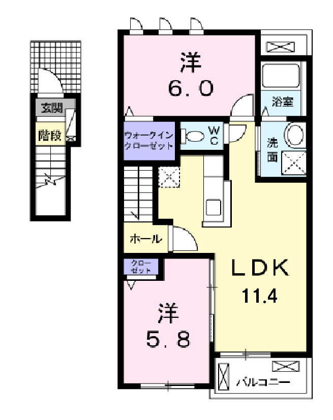 本宮市本宮のアパートの間取り