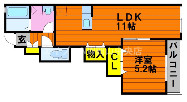 【岡山市中区八幡のアパートの間取り】