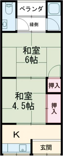 京都市西京区松尾大利町のアパートの間取り