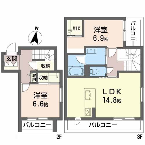 鹿児島市谷山中央のマンションの間取り