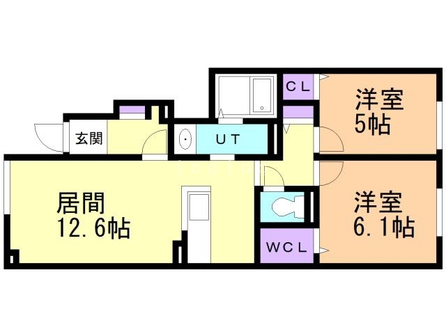 滝川市東町のアパートの間取り