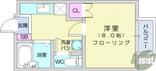 仙台市太白区鈎取のアパートの間取り