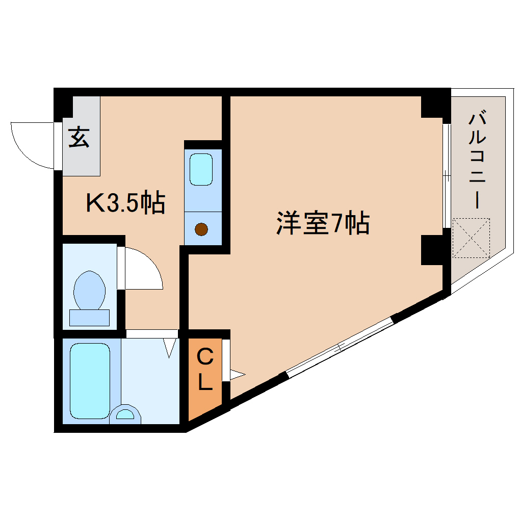 奈良市角振新屋町のマンションの間取り