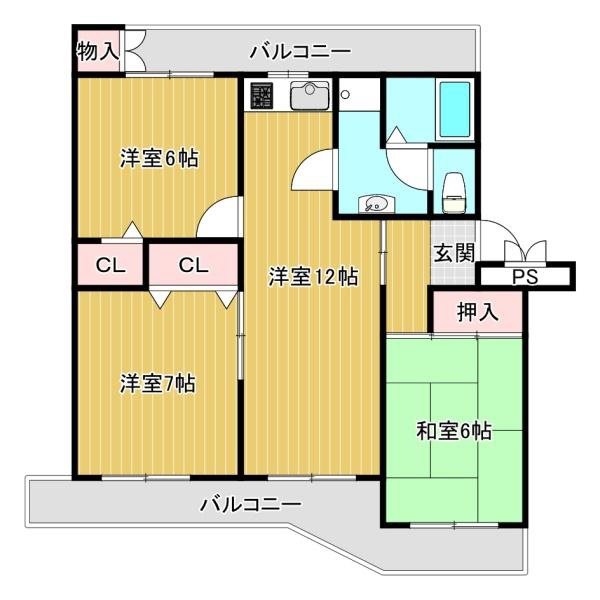 【南円明寺ケ丘団地16棟の間取り】