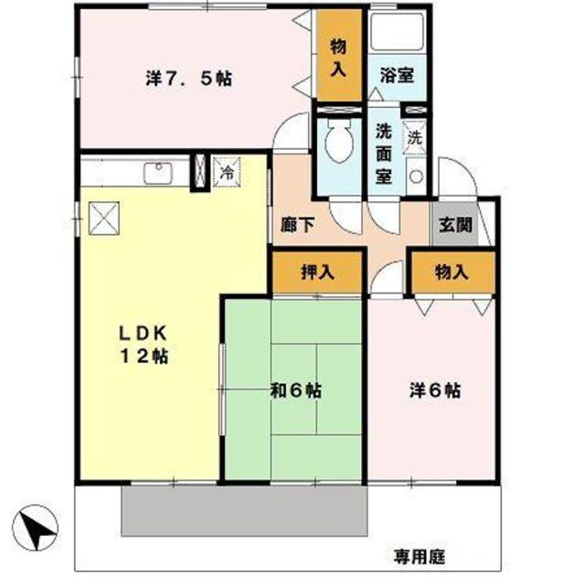 神戸市北区藤原台中町のアパートの間取り