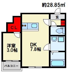 大野城市筒井のアパートの間取り