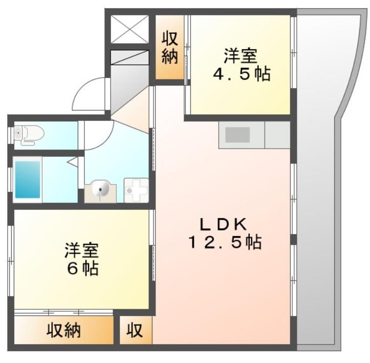 玉野市後閑のマンションの間取り