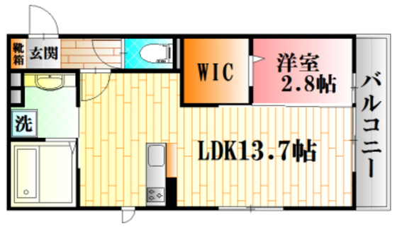 カーサあき亀山　Ａ棟の間取り