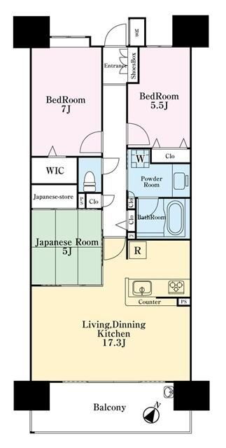 千葉市中央区神明町のマンションの間取り