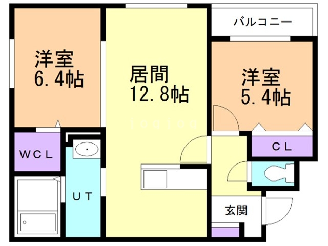 函館市桔梗のマンションの間取り