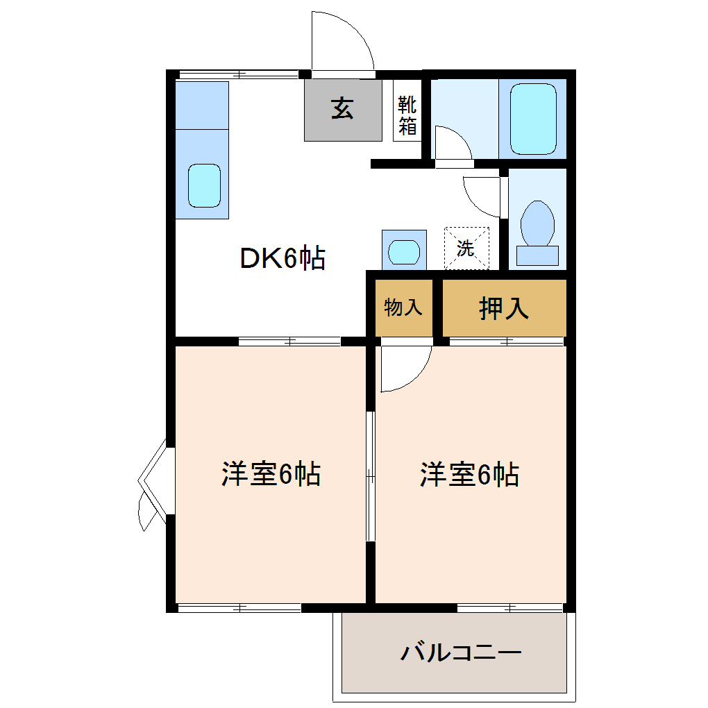 仙台市泉区南光台南のアパートの間取り