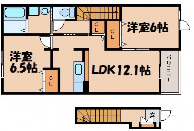 呉市押込のアパートの間取り