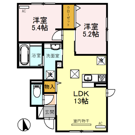 熊本市南区合志のアパートの間取り