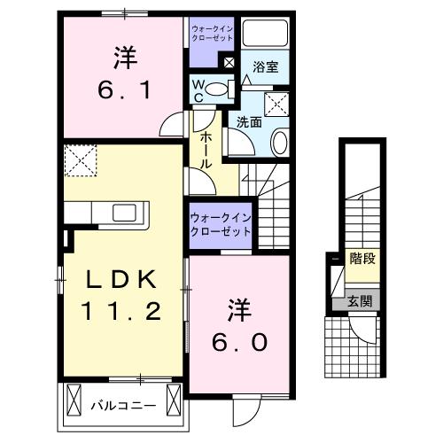 防府市大字高井のアパートの間取り