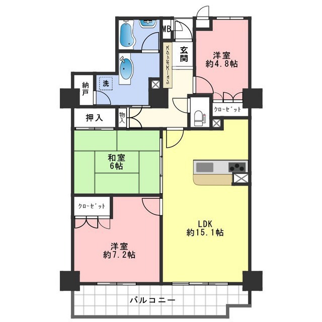 岐阜市橋本町のマンションの間取り