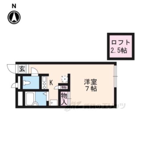 京都市東山区福稲高原町のアパートの間取り