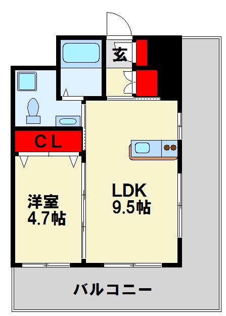 北九州市八幡東区中央のマンションの間取り