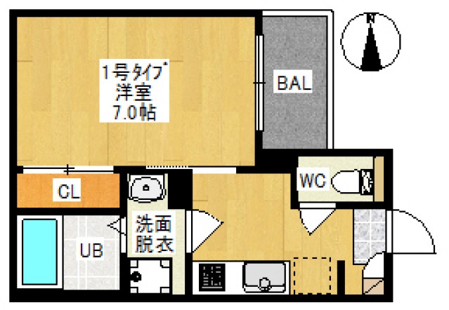 岡山市北区上中野のアパートの間取り