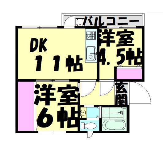 国土コーポ諏訪ノ森Ｂ棟の間取り