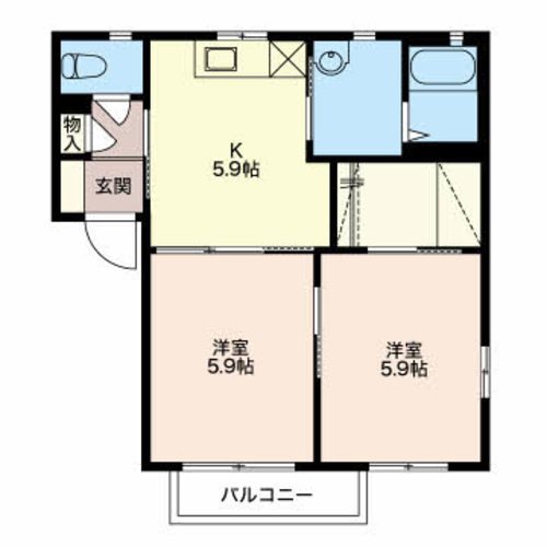 塩尻市大字宗賀のアパートの間取り