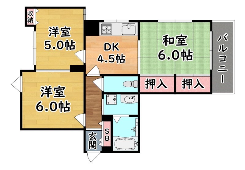 【神戸市灘区城内通のマンションの間取り】