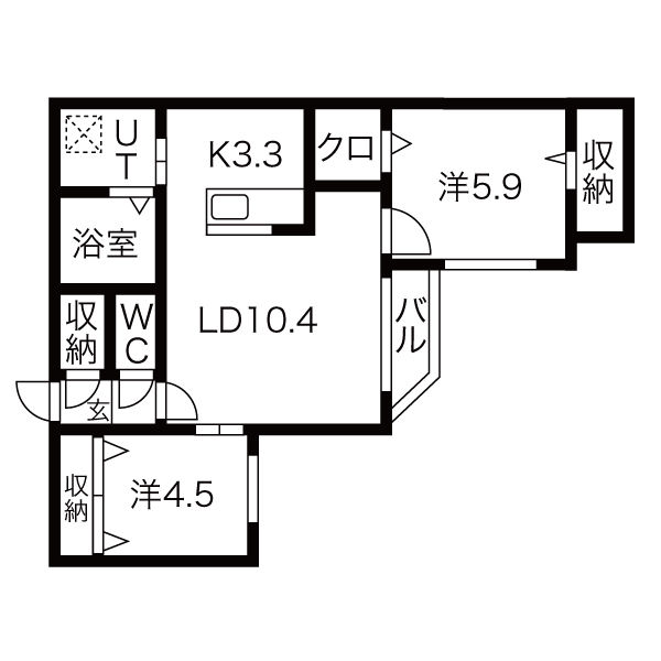 札幌市東区北七条東のマンションの間取り