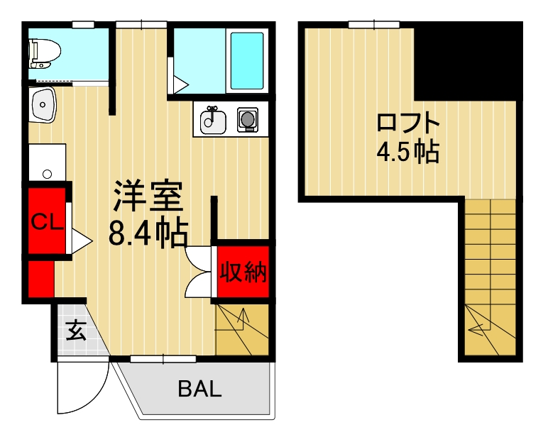 川口市芝高木のアパートの間取り