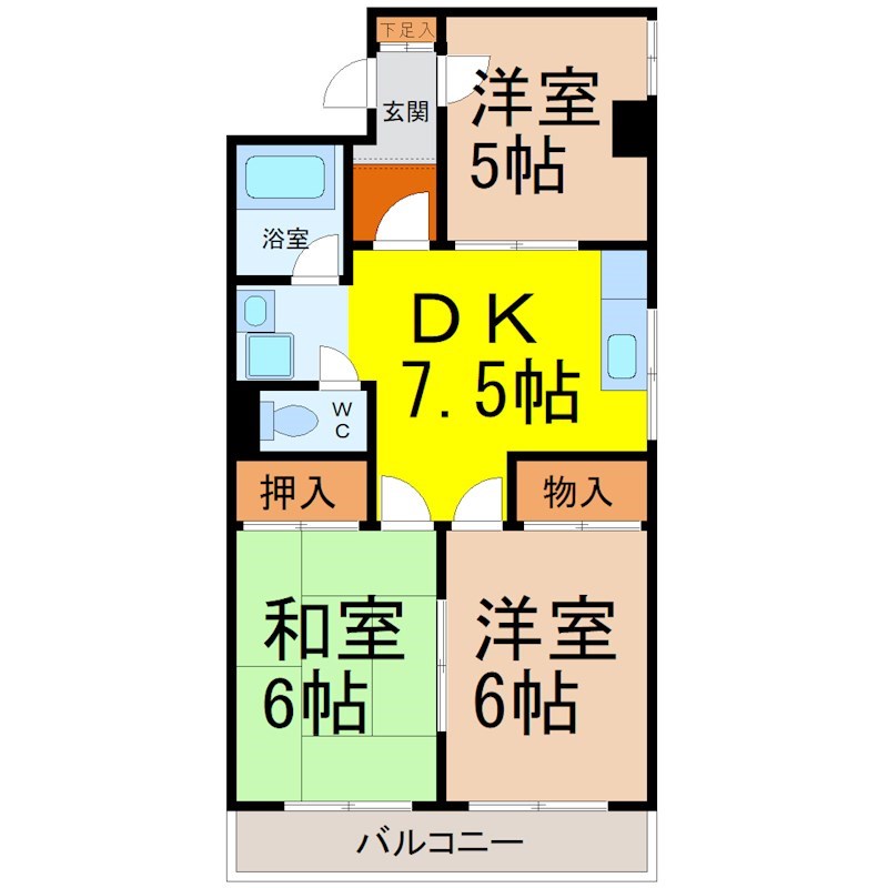 名古屋市名東区社が丘のマンションの間取り