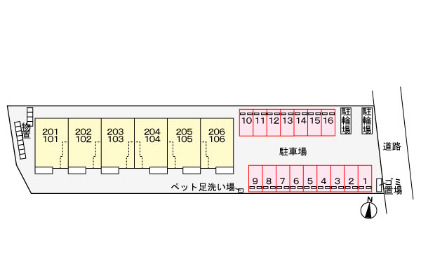 【松江市法吉町のアパートの駐車場】