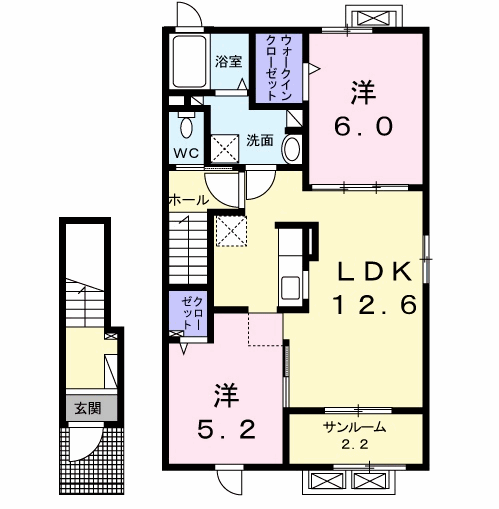 松江市法吉町のアパートの間取り