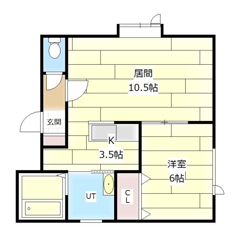 岩見沢市大和二条のアパートの間取り