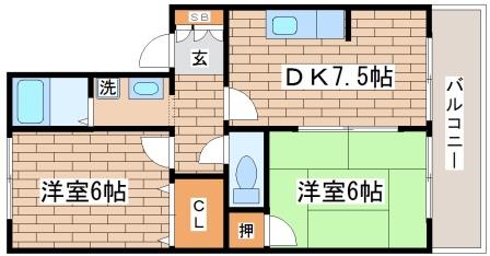 神戸市須磨区戎町のアパートの間取り