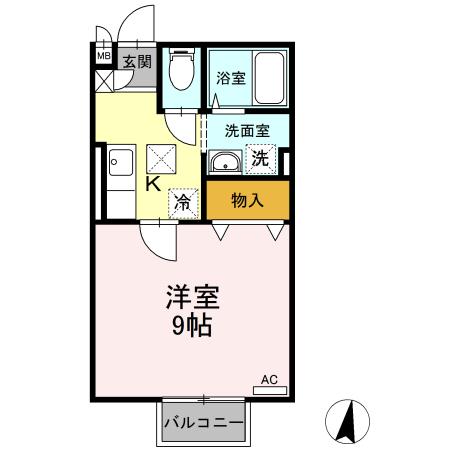 仙台市青葉区柏木のアパートの間取り