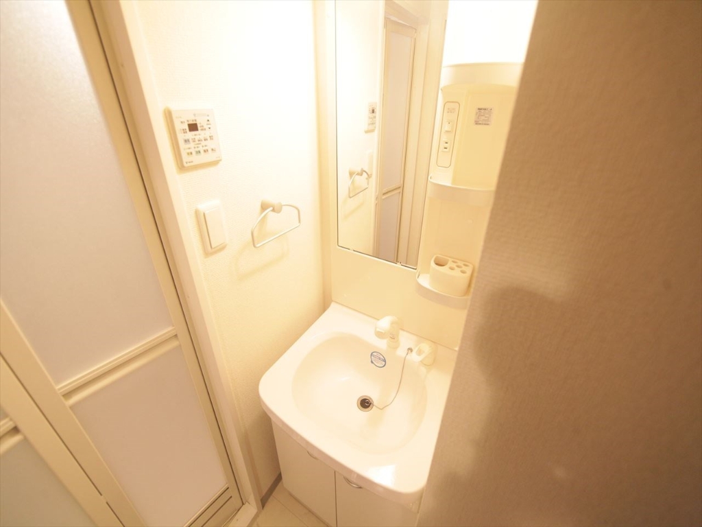 洗面設備　脱衣所　独立洗面台（シャンプードレッサー付）収納スペース有