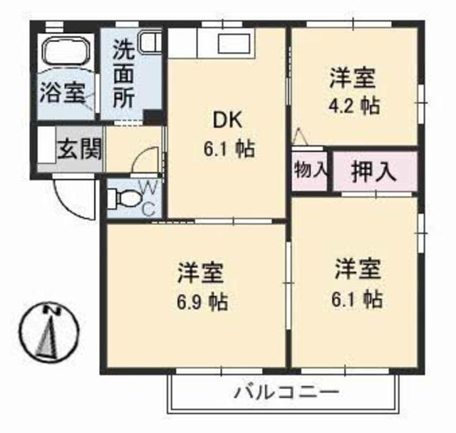 サリーレ太陽II　　Ａ棟の間取り