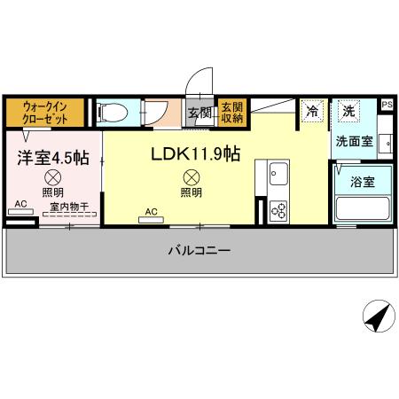 熊本市東区上南部のアパートの間取り