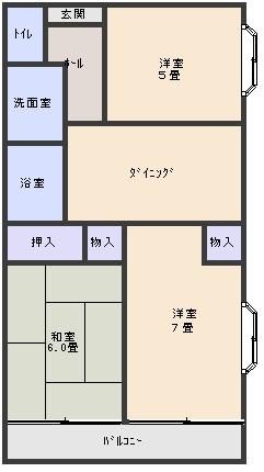 神奈川県相模原市中央区宮下本町２の賃貸アパートの間取り