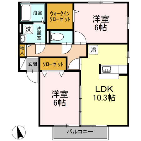 福山市御幸町大字森脇のアパートの間取り