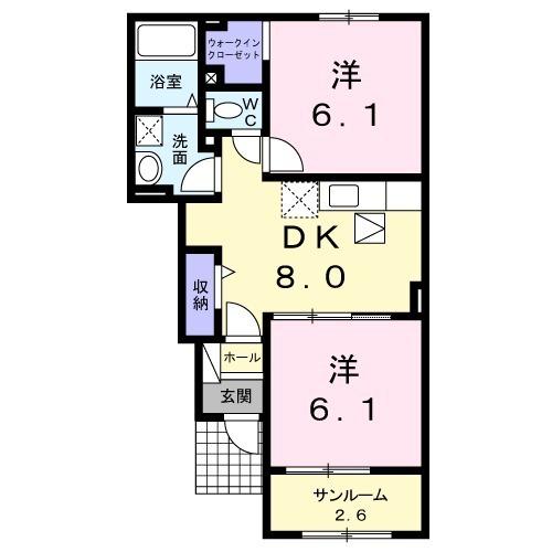 松江市宍道町佐々布のアパートの間取り